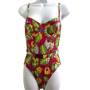 Solid & Striped one piece swimsuit with belt